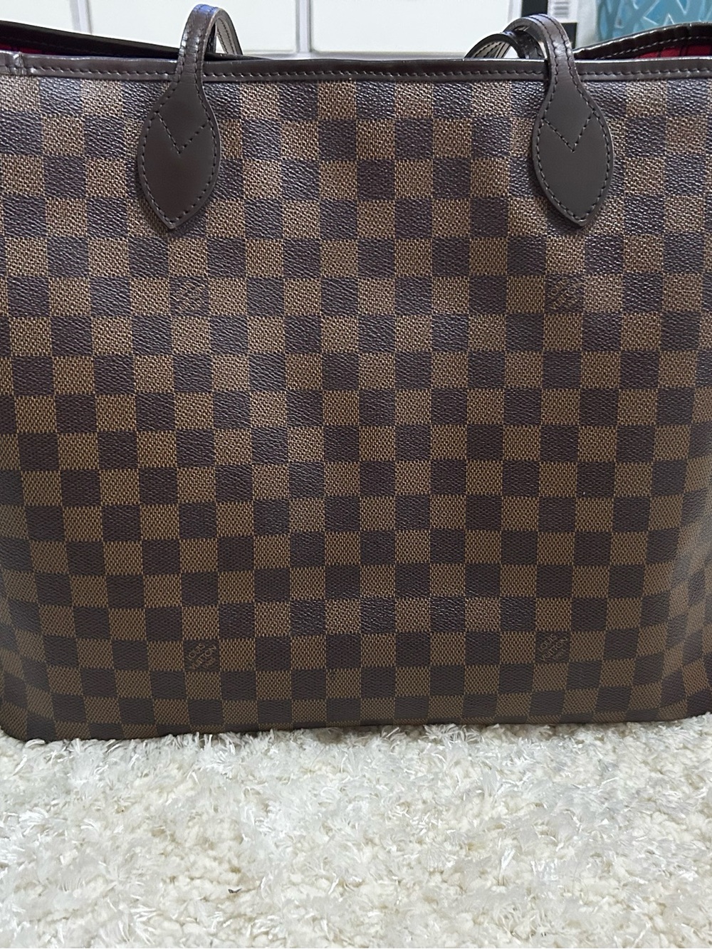 Louis Vuitton Damier Ebene Red Interior Canvas Tote